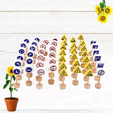 Toyvian Set da Gioco in Legno per Segnaletica Stradale per Bambini Modello di Segnale Stradale Compatibile con Blocchi di Marche di Treni Set di Giocattoli Educativi Precoci Del Traffico 50 Pezzi