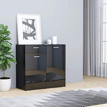 vidaXL Credenza in truciolato nero lucido, 80 x 36 x 75 cm