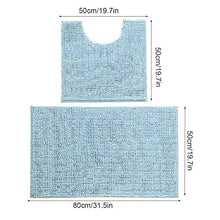 Tappeto Tappetino da bagno Set da bagno in due pezzi rettangolare a forma di U Indossabile per il bagno(Blue-green)