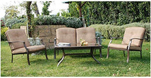 Salotto set giardino da esterno in ferro battuto e piano tavolo in vetro temperato - Editha
