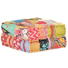 Tidyard Pouf Poggiapiedi Cuscini Ottomano Quadrato Patchwork in Tessuto 60x70x36 cm - Arredi Casa