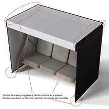 DWDMZ - Coprisedile Impermeabile per Dondolo da Giardino a 3 posti, per Amaca e Sdraio, 220 x 170 x 125 cm, Colore: Nero