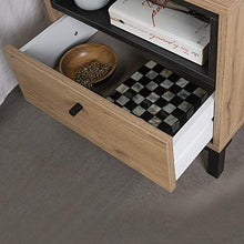 VS Venta-stock Comodino Javea 1 cassetto e 1 nicchia, Color Legno e Nero, 45 cm (Larghezza) 40 cm (profonditá) 47,5 cm (Altezza)