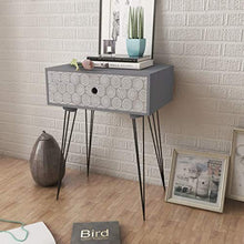 EBTOOLS - Comodino da comodino, colore: grigio, con cassetti e gambe in acciaio, 44 x 30,5 x 57,5 cm