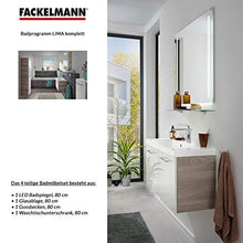 FACKELMANN - Set di mobili da bagno lucidi, 4 pezzi, con lavabo in ghisa e lavabo da 80 cm e specchio da bagno a LED