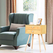 Goplus Comodino con Cassetto in Legno Design Moderno per Camera da Letto (con 2 cassetti)