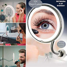 Specchio da trucco 10 volte, con collo di cigno e ingrandimento, flessibile e regolabile a 360 gradi, per il bagno in camera da letto