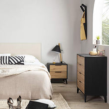 VS Venta-stock Comodino Koln 2 cassetti Color Nero/Legno, 45 cm (Larghezza) 40 cm (profondità) 51,4 cm (Altezza)