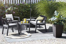 Keter Emily Lounge Set, Mobili da Giardino Superficie Liscia con Divano 2 Posti 2 Sedie e Tavolino, Grafite