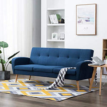Tidyard Divano a 3 Posti Reclinabile in Tessuto,Poltrona Relax Poltrona Moderna,Design Confortevole,Blu