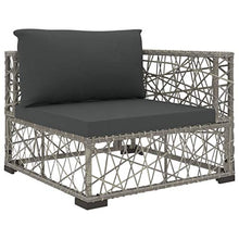 OUSEE Set Divani da Giardino 6 pz con Cuscini in Polyrattan Grigio