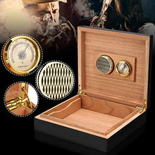 MOBFIDOFG Scatola di sigari Caso di Custodia in Legno di Custodia in Legno nerizzato Humidor Humidifier Humidifier con igrometro con Supporto Sigaro