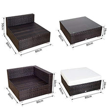 Outsunny Mobili da Giardino in Rattan PE con Divano Angolare e Pouf con Cuscini Telaio Set da 18 Pezzi, Marrone