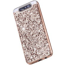 Saceebe Compatibile con Galaxy A80 Custodia Silicone TPU Paillettes Glitter Strass Silicone TPU Case PC Coperture [placcatura bordo] Bumper Case Ultra Sottile Antigraffio,oro rosa&
