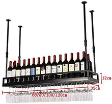 DJSMjbj - Supporto da soffitto per bicchieri da vino rosso, altezza regolabile, facile da installare, Nero , 80 cm