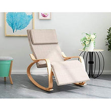 Hfyg Lettino Prendisole Sedia a Dondolo per la Pausa Pranzo per Adulti in Legno Beige Chaise Longue