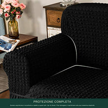 CHUN YI 1-Pezzo Copridivano con Gonna Elasticizzato Copertura Divano Elastico Due Posti Tre Posti Jacquard Tessuto Copripoltrona (Divano, Nero)