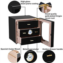 TGhosts Cigar Humidor, Medio Cigar Humidor Gabinetto con igrometro e umidificatore, Legno di Cedro Foderato e 3 cassetti Strato
