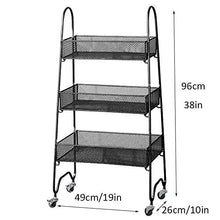 KDBEB 3 Piani Carretto con Ruote,Nero Acciaio Scaffali Garage con Maniglie Ergonomiche per Il Bagno