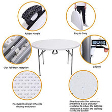 Tavolo pieghevole rotondo da esterno pieghevole da 128 cm, bianco, beige
