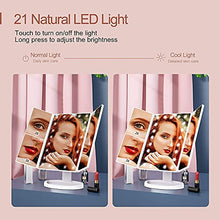 Specchio da trucco con luci, ingrandimento 1 x 2 x 3 x, specchio da trucco illuminato, specchio da trucco triplice