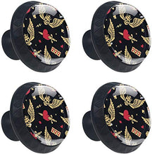Ali di cuore e teschio Pomelli per Porta Set di 4 Pomelli per Mobili Manopole per Cassetti Cucina Armadio Vetro