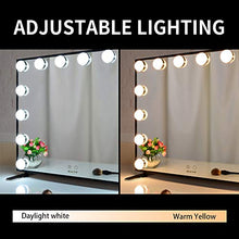 BEAUTME Hollywood Specchio da trucco con luci, Specchio da trucco grande con 14 lampadine a LED, alluminio Frame Table o Wall Mirror (Nero)