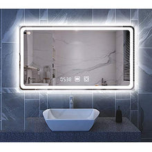 Specchio da bagno con illuminazione bianca fresca 80x60 cm Specchio di illuminazione a specchio a muro a LED con interruttore tattile, energia anti-nebbia, risparmio energetico IP44