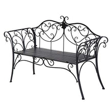 miozzi Panchina da Giardino 2 Posti in Metallo Nera 133x51.5x90 cm