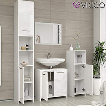 Vicco Mobiletto bagno medio Kiko Armadietto bagno Bianco/Cemento/Bianco lucido