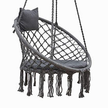 AMANKA Sedia Sospesa in macramè 80cm con Cuscino - Poltrona Appesa Boho Fino a 120kg Rotonda Grigio