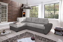 Germanvox Divano ad Angolo con Funzione Letto e Penisola Contenitore Sx, in Microfibra stampata Cat.1 Grigio scuro e Grigio chiaro L.244 P.172 H.88 cm - Arredi Casa