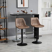 homcom Set 2 Sgabelli da Bar in Stile Industriale con Schienale, Poggiapiedi e Altezza Regolabile, in Microfibra Marrone