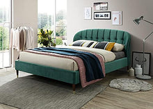 Letto imbottito in velluto smeraldo con tessuto verde 180 x 200 cm
