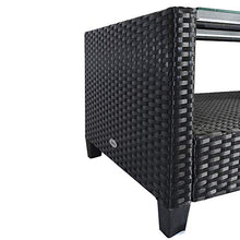 Set Salotto da Giardino Divano 2 Poltrone e Tavolino in Rattan Nero e Crema