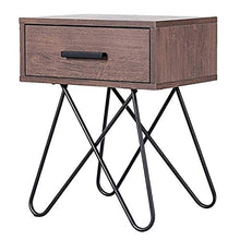L.W.S Mobili per Camera da Letto Display del tavolino da Comodino per Comodino da Comodino con Gambe in Acciaio e 1 cassetto