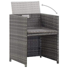 Tidyard Set da Bistrot con Cuscini in Polyrattan,Set Mobili da Giardino Rattan Set Arredamento Giardino, 3pz Tavolo con 2 Sedie con Cuscini Grigio