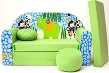 Pro Cosmo Z16 - Divano Letto con Pouf/poggiapiedi/Cuscino, in Tessuto, Dimensioni: 168 cm x 98 cm x 60 cm, per Bambini, Colore: Verde - Arredi Casa