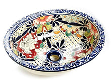 Jacinta – Lavabo ovale messicano | Lavabo da incasso ovale con bordo | Lavabo in ceramica Talavera in Messico