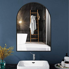 Bathroom mirror Specchio da Bagno ad Arco Rotondo/Specchio Decorativo da Parete / 60 X 90 cm - Cornice in Metallo Nero/Adatto per Bagno, Soggiorno, Hotel