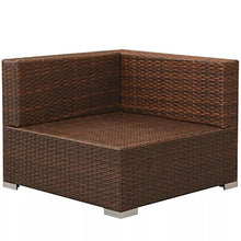 Festnight Set Divano/Divano Letto Modulare con 2 Posti da Giardino/Patio/Balcone/Piscina/Esterno in Polirattan Marrone