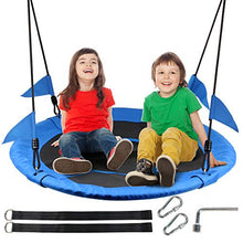 Leogreen Altalena da Giardino Altalena Nido per Bambini e Adulti con Cinghie Sospese Set Diametro da 100cm capacità di carico Massimo 300kg Nero Blu