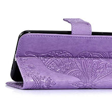 Herbests compatibile per iPhone 11 Flip Case Custodia Portafoglio PU Pelle Cover Goffratura Farfalla Puro Color Custodia a Libro Bookstyle Retro Case con Supporto,Viola Chiaro