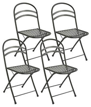 RD ITALIA Set Tavolo Tondo e 4 Sedie da Giardino in Acciaio Flipper Antracite