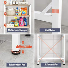 Gjfhome Scaffale sopra WC Mobile per Lavatrice Scaffale da Bagno sopra Toilette Armadietto Salvaspazio Mensole Versatile, 21.2"L X 11" W X 59" H(Bianco)