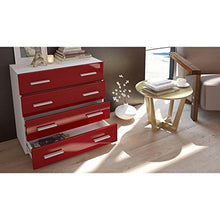 elb Cassettiera comò con 4 cassetti cm. 76x72cx35. Fast Pratica in Vari Colori a Scelta. (Rosso Bordeaux)