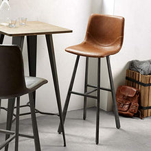 Kave Home - Sgabello Trap Marrone Scuro in Pelle Sintetica e Gambe in Acciaio
