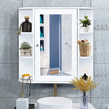 DREAMADE Armadietto da Bagno con Specchio Armadietto da Parete a 3 Ripiani Mobiletto da Muro in Legno