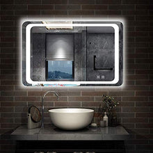 ZHTY Specchio da Parete per Bagno con luci a LED, con Pad antiappannante, Interruttore di Controllo Touch Separato, Decorazione Orizzontale o Verticale