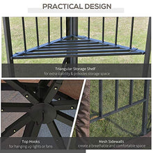Outsunny Gazebo da Giardino 3x3m con Zanzariera e Tetto a 2 Livelli, Mensole Laterali e Ganci, caffè